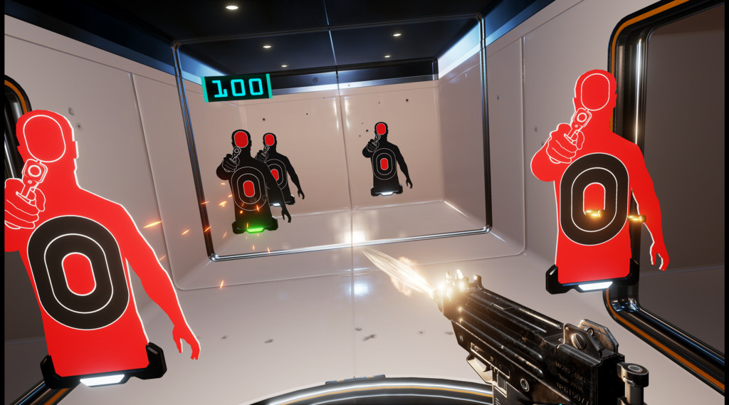 In Lethal VR habt ihr verschiedene Waffen, mit denen ihr auf die Pappfiguren ballern dürft